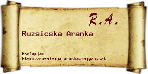 Ruzsicska Aranka névjegykártya
