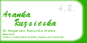 aranka ruzsicska business card